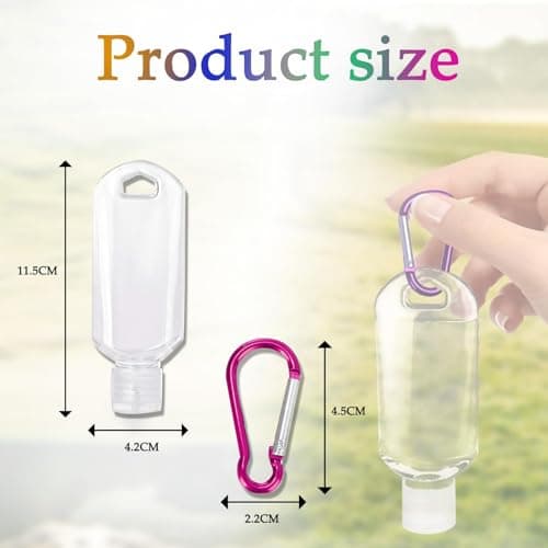5 Pcs 50ml Refillable Travel Bottles, Hand Sanitiser with Clip, Leakproof — view 2