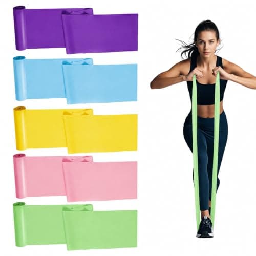 5 Pack Resistance Bands 18M Long Exercise Bands Physio Bands Stretch Bands Yoga Pilates Home Travel Workout suitable for all fitness levels
