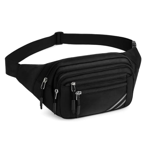 Meng Jiaran Bum Bag for Men Women Black Fanny Pack Running Belt