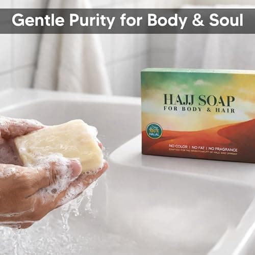 OBD 3 x Hajj Soap for Body & Hair – Unscented Halal Soap Bar for Hajj & Umrah Travel, Gentle Personal Care Soap for Body Washing and Hair Cleansing, No Colour No Fragrance Soap for Daily Use — view 5