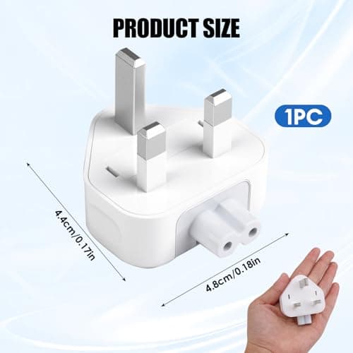 UK AC Adapter Wall Plug Power Travel Charger for All MacBooks USB-C 3 Pin Power Plug Duckhead 10 W and 12 W Charger Plug MagSafe & MagSafe2 Power Adapter for MacBook Pro Air Mac iBook iPhone iPod iPad — view 6