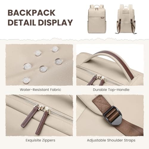 GOLF QUALITY Laptop Backpack, Hand Luggage, 16 Inches, Backpack for Men and Women, Business Backpack, Waterproof, Backpack Daypack for School, Cycling, Leisure and Travel, apricot, 16 Zoll — view 5
