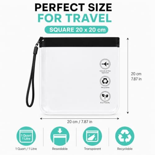 4Pcs TSA Approved Clear Toiletry Bag, 20x20cm Waterproof Travel Bag — view 2