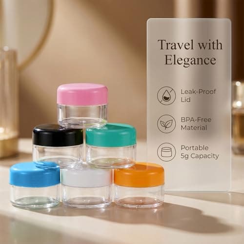 12 Pcs Sample Pots 5 Gram Travel Pots for Toiletries Travel Cream Pots Clear Empty Cosmetic Containers Sample Containers with Lids Mini Spatulas for Face Creams Sample Make-Up Glitter Nail Art Storage — view 6