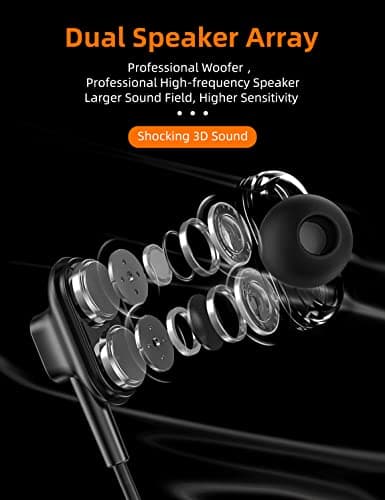 MAS CARNEY [Pack of 2] Wireless Bluetooth in-Ear Earphones BI2，Neckband Magnetic Headphones with Microphone Dual Drivers for Phone Call Music Running Sports Gym, Black — view 2