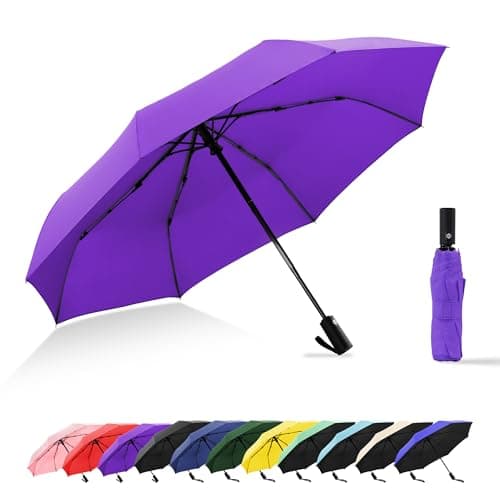 RusuiQinsan Compact Umbrella, Windproof Strong, Folding Travel Umberella, Pocket Sun Umbrella for Men & Women(Purple)