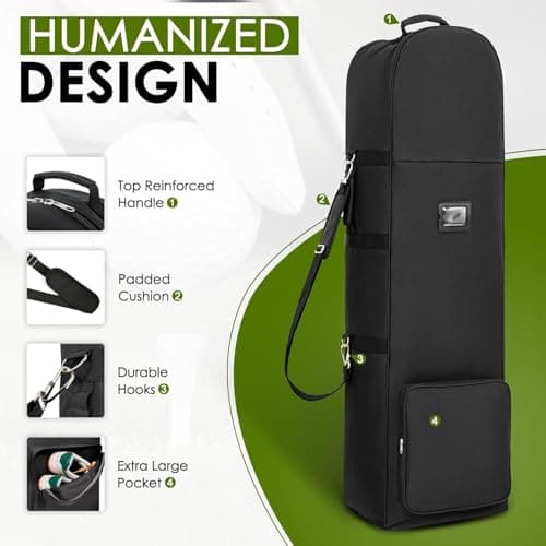 PERFBAGS Golf Travel Bags with Wheels, 1200D Heavy Duty Oxford Wear-Resistant with Extra Storage Bag, Lightweight & Portable Golf Club Travel Cover for Airlines Easy Storage (Black, Shoulder) — view 6