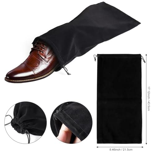 hoe Dust Bags, 4 Pack Black Duster Flannel Single Shoe Pouch with Drawstring Closure, 8x17" Shoe Bags for Travel, Home, Luggage, Handbags, Accessories, Men, and Women, Black, Shoe Bags — view 2