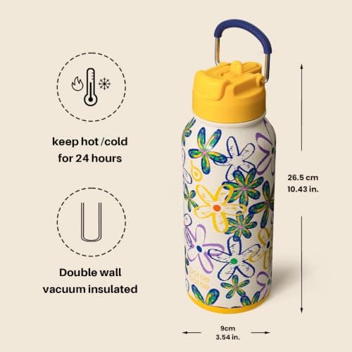 BOTTLE BOTTLE Insulated Water Bottle 950ml Stainless Steel with Straw and Pill Box — view 5