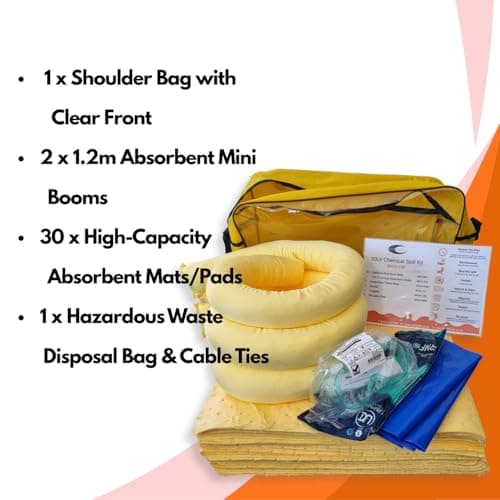 50L Chemical Emergency Spill Kit Grab Bag - Fast Acting Absorbent Pads and Mini Booms for Oil Fuel Chemicals and Hazardous Liquids - Industrial Cleanup for Workshops Garages Laboratories and Vehicles — view 2