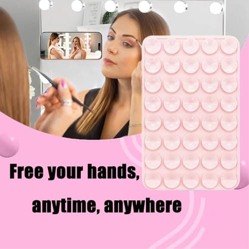 3-Pack Silicone Suction Phone Mount with Adhesive Base - Universal Anti-Slip Holder for iPhone, Samsung, Google Pixel & More - Secure Multi-Surface Grip for Car (Pink) — view 6