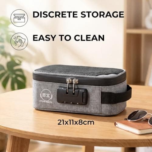 Stasheeze Faraday Pouch Smell Proof Bag Container Case Odour Proof Bags Carbon Lined Storage Bag 21x11x8CM Waterproof TSA Lockable Bag (Grey) RFID Blocking — view 3