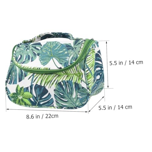 VALICLUD Makeup Bag Portable Toiletry Bag Canvas Tropical Monstera Leaf Travel Cosmetic Pouch with Curved Zipper Organizer for Travelling — view 3