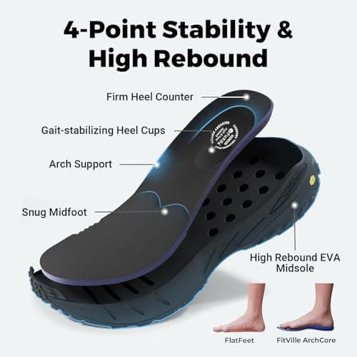 FitVille Men's Extra Wide Walking Trainers Comfortable Slip On Hiking Shoes with Arch Support, Low-Rise Trekking and Hiking Footwear for Outdoor Trekking Camping Climbing Black — view 5