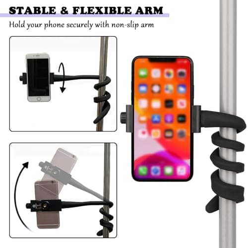 GMHLLES Pram Phone Holder - Safe, Stable & Adjustable for Strollers, Cars & Home (Black) — view 4