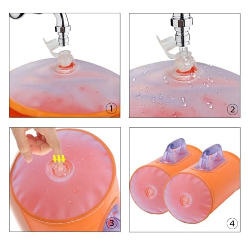 DEIRIS Water Dumbbells, Water Filled Weights Set, Travel Weights, Water Weight Bag, Adjustable Weights Dumbbells to 2/5/10/14 KG Pair, for Strength Training, Fitness (Orange: Pair of 14 kg) — view 4