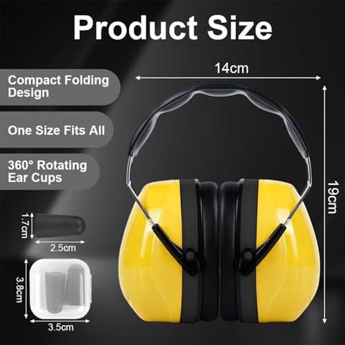 flintronic Ear Defenders Adults, 28dB Protection Noise Cancelling Headphones, Protective Earmuffs, Noise Cancelling Headphones Earmuffs with Adjustable Headband for Shooting Gardening Working — view 2
