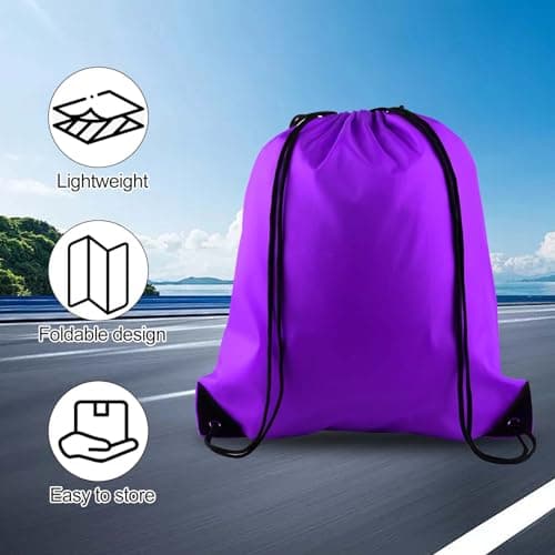 PLULON Purple Drawstring Bags Drawstring Backpack Bulk, String Backpack Cinch Sack Sport Gym Bags for Yoga Traveling Outdoor Sports — view 5