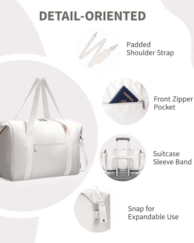 Narwey for Ryanair Cabin Bag 40X30X20 Underseat Ryan Air Foldable Travel Duffel Hospital Bag Carry on Hand Luggage Holdall Weekend Bag for Women and Men 20L (Beige) — view 5