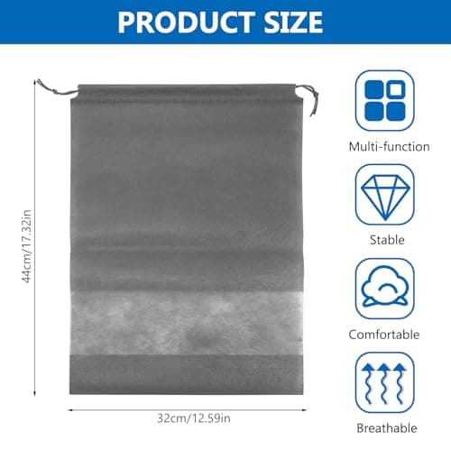 ZONKSTEE 20 Pack Shoe Storage Bags, Black, Non-Woven Fabric, Drawstring Closure, Portable, Waterproof, Dust Proof, Transparent Slot, Multi-Purpose Travel & Home Use — view 4