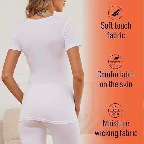 The Essentials Wardrobe Ladies TEW Short Sleeve Thermal Top - White - 8-10 — view 4
