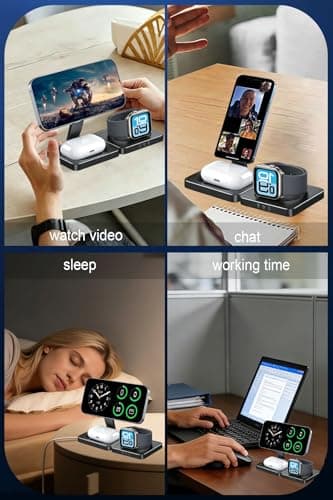 Wireless Charger Station for Apple Devices,Magnetic 3-in-1 Foldable,Travel,Charger Stand for iPhone 17 16 15 14 13 12 series,Airpods&Apple watch,with 20w Adapter. — view 5