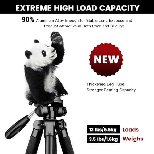 Victiv 72-inch Camera Tripod Aluminum Monopod T72 Max. Height 182cm- Lightweight and Compact for Travel with 3-way Swivel Head and 2 Quick Release Plates for DSLR Video Shooting - Black — view 3