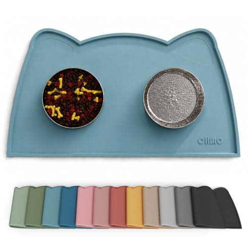 OHMO Silicone Cat Food Mat for Food&Water Bowls, 46x25cm, Light Blue