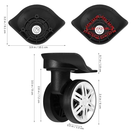 WEKAMOS Luggage Repair Wheels Kit 4 Pcs Double Row Caster Wheels with 20 Screws & Screwdriver, Easy Installation TPE for Suitcase, Travel Trolley Case Black — view 2