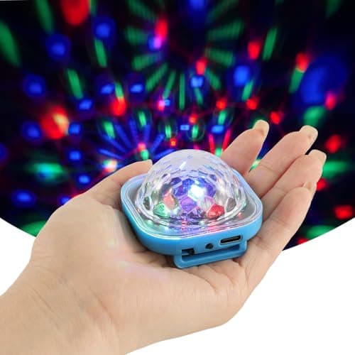 Lancoon 2 Pack Disco Ball Light, Wearable Mini Portable LED Lamp Night Strobe Watch Bracelet USB Charging Voice Controlled with Suction Cup for Kid Party Car Dancing DJ Club(Blue) — view 2