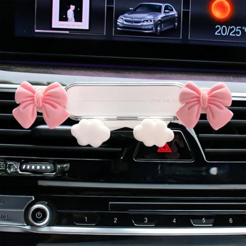 Sixfox Kawaii Car Phone Holder, Pink Bow Universal Car Air Vent Mount for Smartphones Women and Girls — view 3
