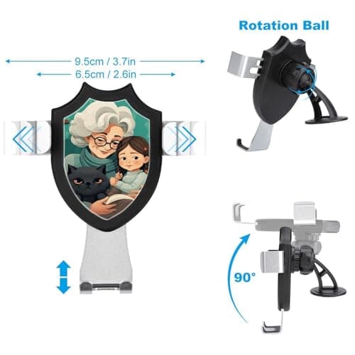 NWTRK Car Phone Mount Stand Non-Slip Ultra Stable Cell Phone Holder Hands Free Grandma Hugs Car Phone Holder Universal Fit Automobile Clamp Cradle Compatible with Most Cell Phones — view 2