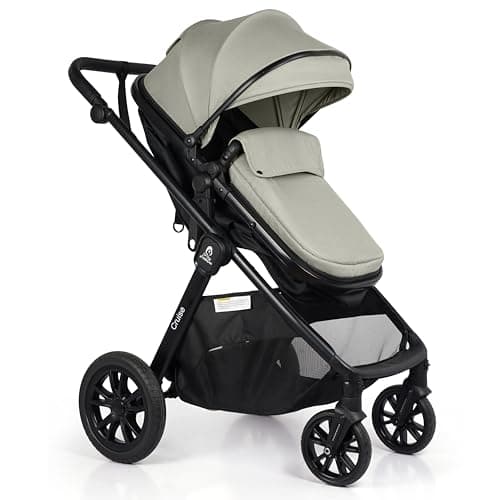 For Your Little One Cruise 3-in-1 Travel System with i-Size Car Seat, Stroller, 13kg Pram, Height Adjustable Handle, Pram, Newborn 0-4 Years Free Raincover and Cupholder (Pebble Sage) — view 3