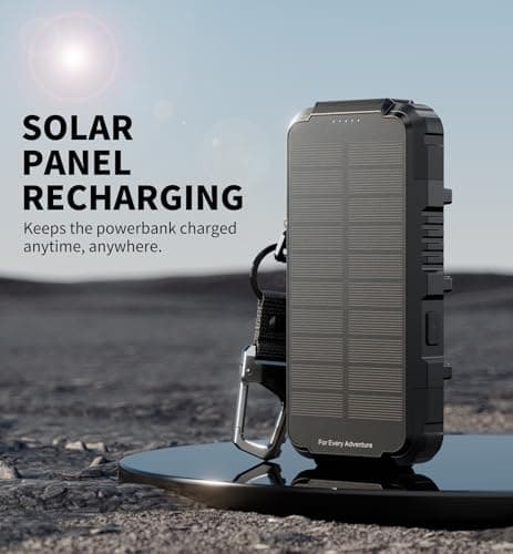 Dexnor Solar Charger Power Bank 27,000mAh, 65W PD3.0 & QC3.0 Fast Charging Powerbank External Battery Pack Portable Wireless Chargers with Flashlight and Carabiner, Compatible with MagSafe & Qi — view 6