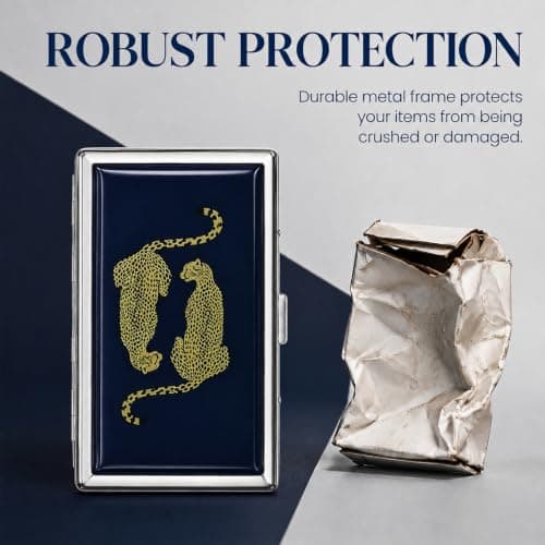 Cuxawamiyo Vintage Metal Cigarette Case with Snap Button Slim Cigarette Box Card Holder Wallet for Travel and Daily Use — view 6