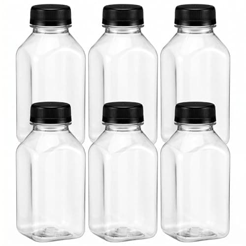 6 PCS 280ml Mini Fridge Bottles, Aesthetic Small Milk Bottles with Secure Lids, Reusable Durable Portable Water Bottles, Ideal for Milk, Juice, Drinks and Outdoor Travel Storage