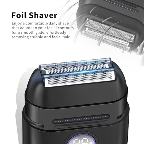 HIENA PRO Electric Foil Shaver for Men, New Upgraded 3 Floating Blades Mini Razor with LED Display, USB-C Rechargeable 100 Min Usage, IPX7 Waterproof Wet/Dry Travel Beard Shaver for Face Shaving — view 2