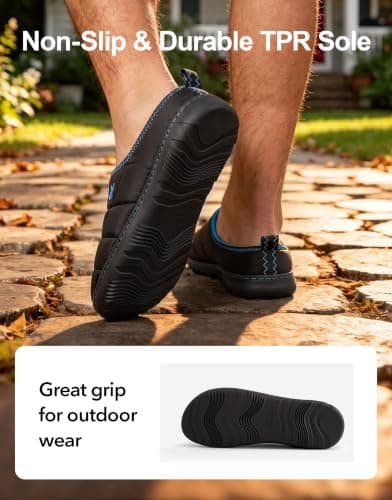 VeraCosy Mens Quilted Slip On slippers with Anti Outsole Twilight,8-9 UK — view 5