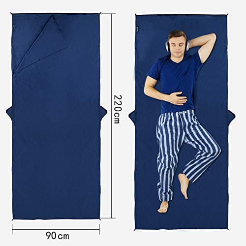 MYCARBON Travel Sleeping Bag Liner (Cotton, Blue) — view 5