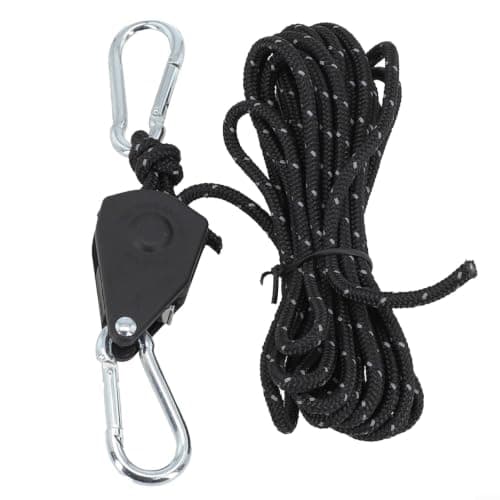 Adjustable Tent Rope, 4M Lifting Pulley System With Carabiner, Stainless Steel And Nylon Hanger For Camping Tents, Awnings, Canopies, Backpacks(Black) — view 2
