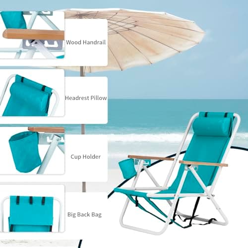 Bonnlo Folding Beach Chairs Set of 2, Portable Low Beach Chairs for Adults — view 5