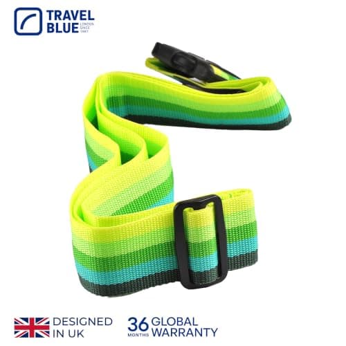 Travel Blue Luggage Straps - Multicolour Suitcase Straps for Easy Recognition - 80" x 2" Durable Polypropylene with Nylon Buckle, Integral Address Label - Secure Luggage Straps for Suitcases — view 3