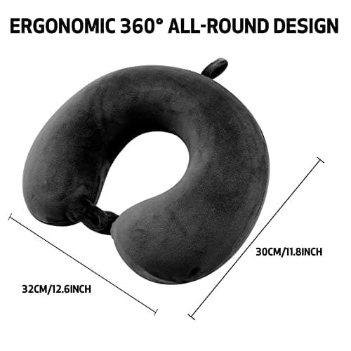 Jmbabe Travel Pillow - Memory Foam Neck Pillow Support Pillow,Luxury Compact & Lightweight Quick Pack for Camping,Washable Neck Support Pillow, Ear Plugs, Eye Mask & Carry Bag — view 2