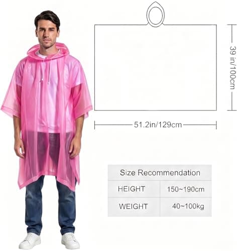 NAYEZH Rain Poncho for Adults, 2‑Pack Reusable Waterproof Cape with Hood — view 3
