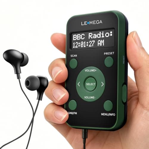 LEMEGA PR1L Pocket DAB/DAB+ Digital Radio,Rechargeable,Earphones Incl,Green