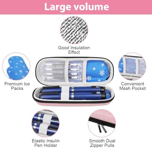 Fefod Insulin Cooler Travel Case, Medicine Cooler for Travel Insulin Case with 2 Ice Pack, Diabetic Supplies Insulin Pen Case, Diabetic Small Storage Travel Pack, Portable Insulin Travel Case — view 4