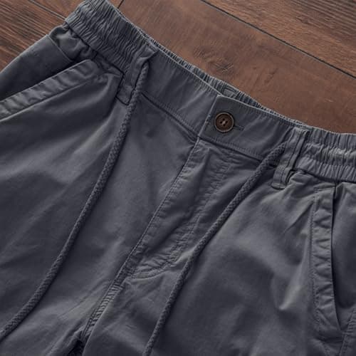 Men's Classic Cargo Shorts with Zip Button Closure, Multi-Pocket Design for Outdoor Sports & Work, Lightweight Summer Trousers, Quick-Dry Fabric (Grey, M) — view 4
