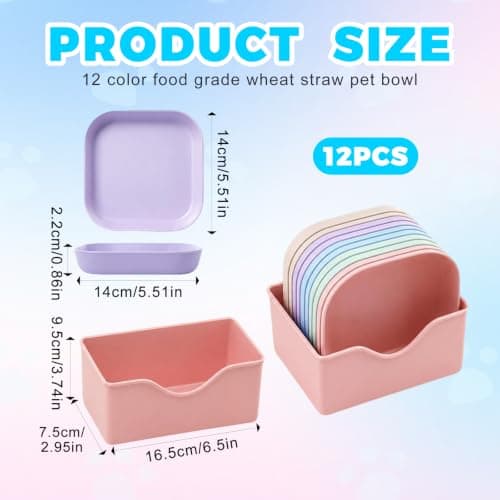 12 Pack Cat Bowls, Kitten Bowls Shallow Plastic Food & Water Dish Set — view 2