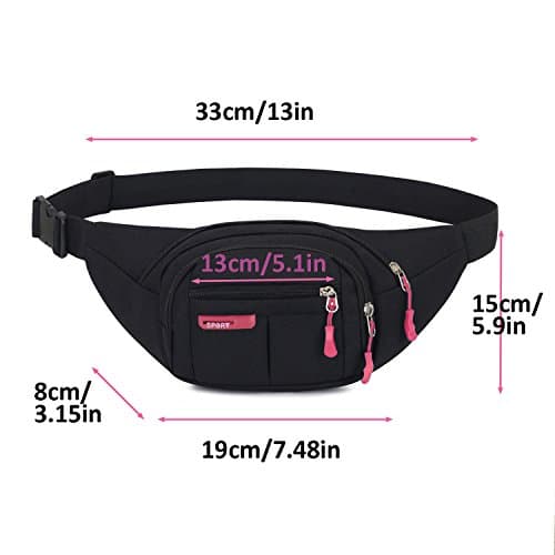 Waterproof Bum Bag Waist Fanny Packs Travel Hiking Outdoor Sport Money Hip Bag Pouch Pack Holiday Running Belt (BlackⅢ) — view 4