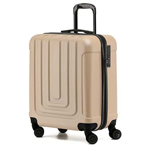 Flight Knight Premium Hard Shell Lightweight Cabin Suitcase - 8 Spinner Wheels - Built-in TSA Lock & USB Port - Luggage Approved for Airlines Including easyJet Large Cabin - 56x45x25cm